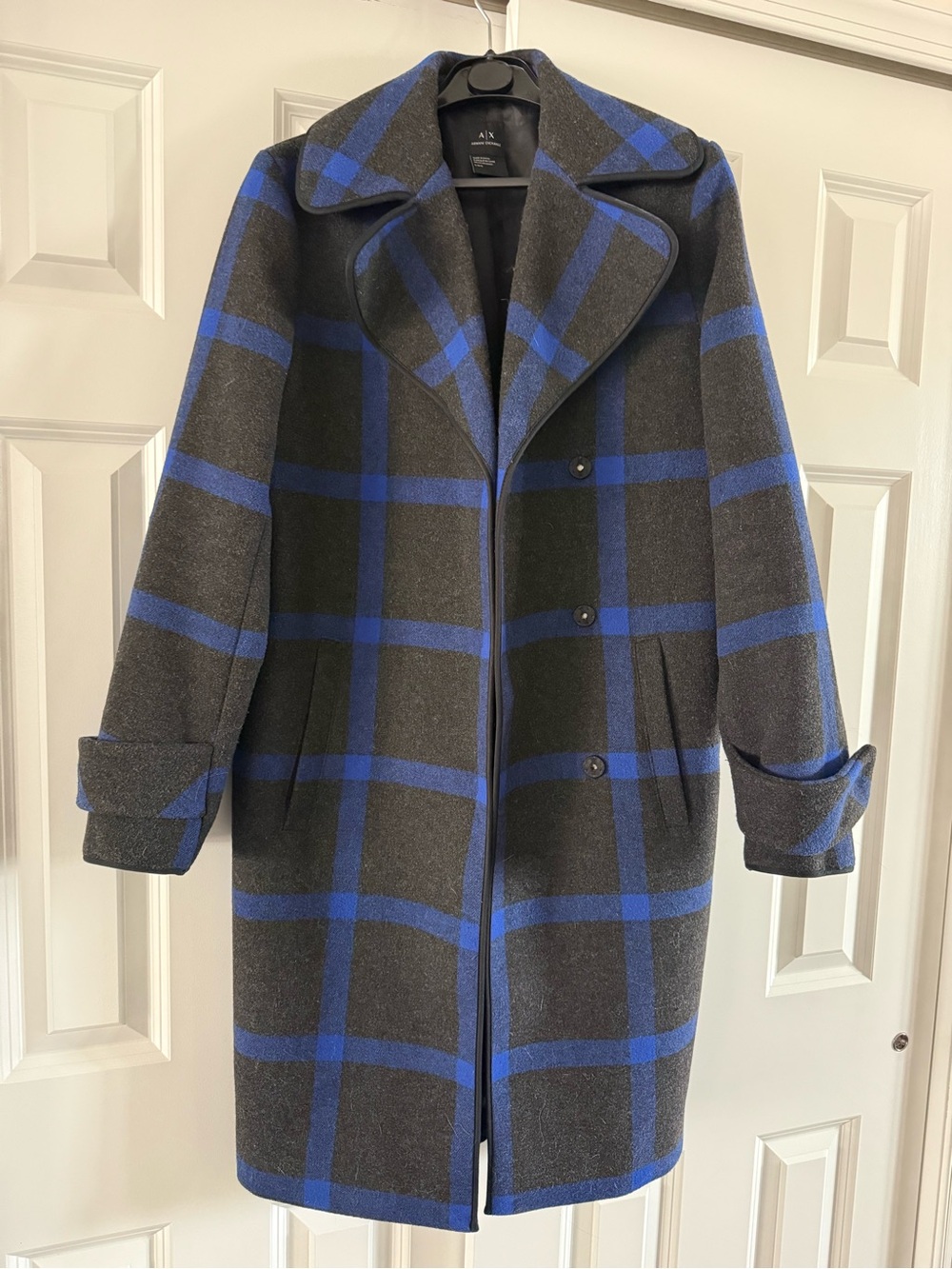 Armani Exchange Women's Black and Blue Jacket. Size L